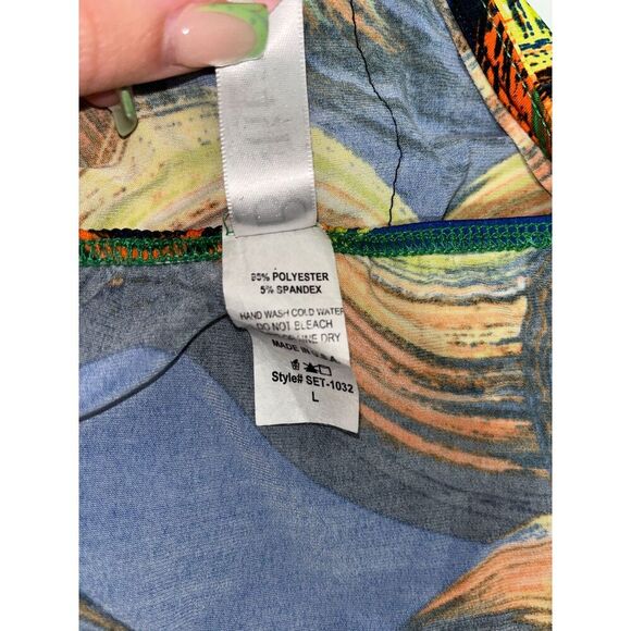 Belita Collection Colorful Corset Top Size Large Vibrant Pattern Hook Closure - Picture 4 of 6